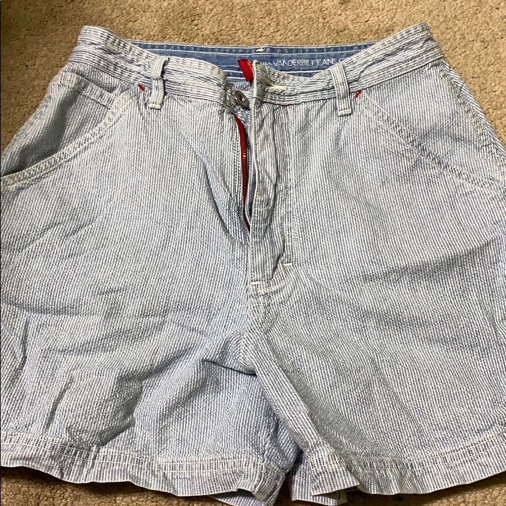 Pinstripe Denim Shorts